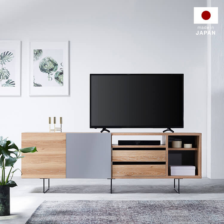 Japanese-made high TV stand, semi-finished product, wood grain finish