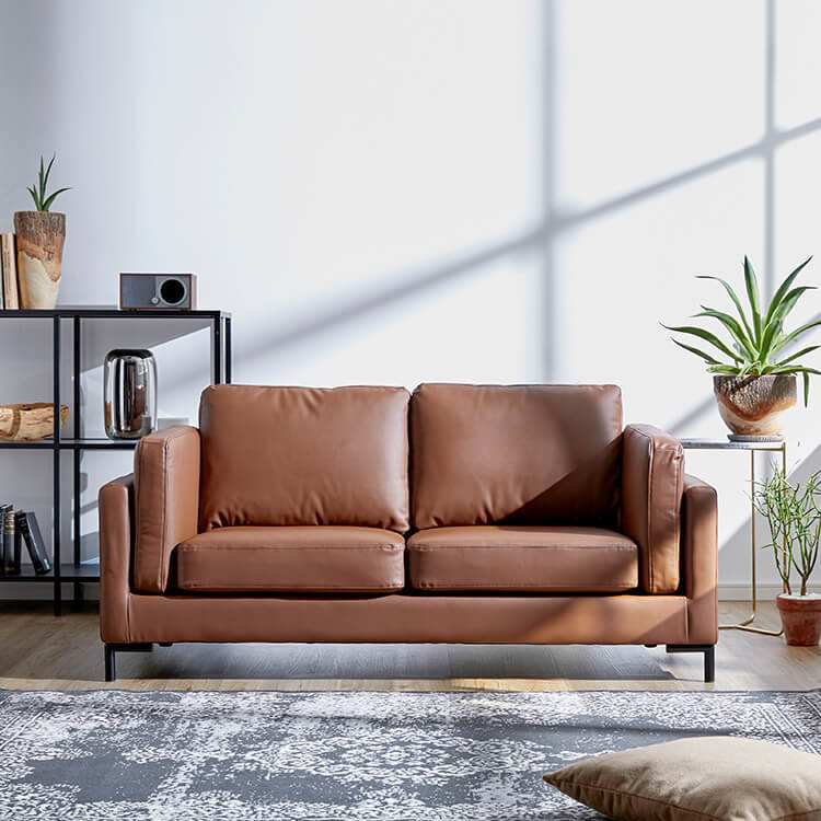 Sofa 2-seater low sofa Synthetic leather Compact Modern