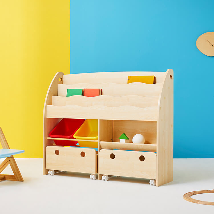 Wide-type display toy storage with casters, display rack, picture book shelf