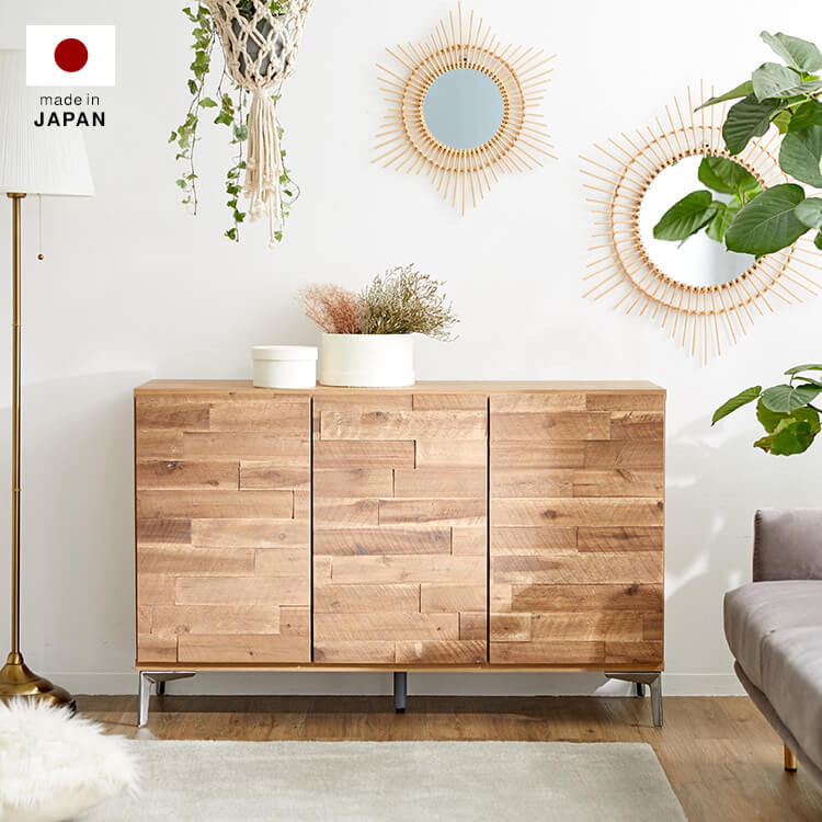 Sideboard, chest, shoe rack, cabinet, living board, made in Japan, storage, legs, solid wood, steel