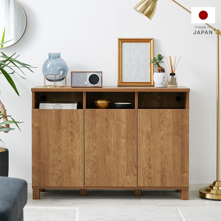 Sideboard Cabinet Wooden Wood Grain Chest Rack Made in Japan