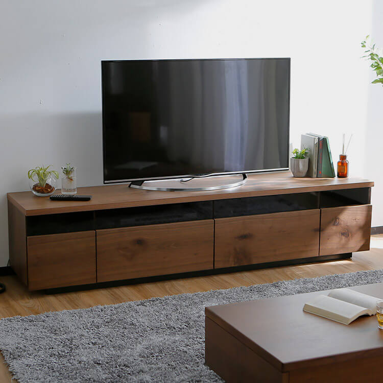 TV stand Made in Japan Low TV stand Compatible with 50V TVs Finished product Made of knotty veneer and moisture-regulating material