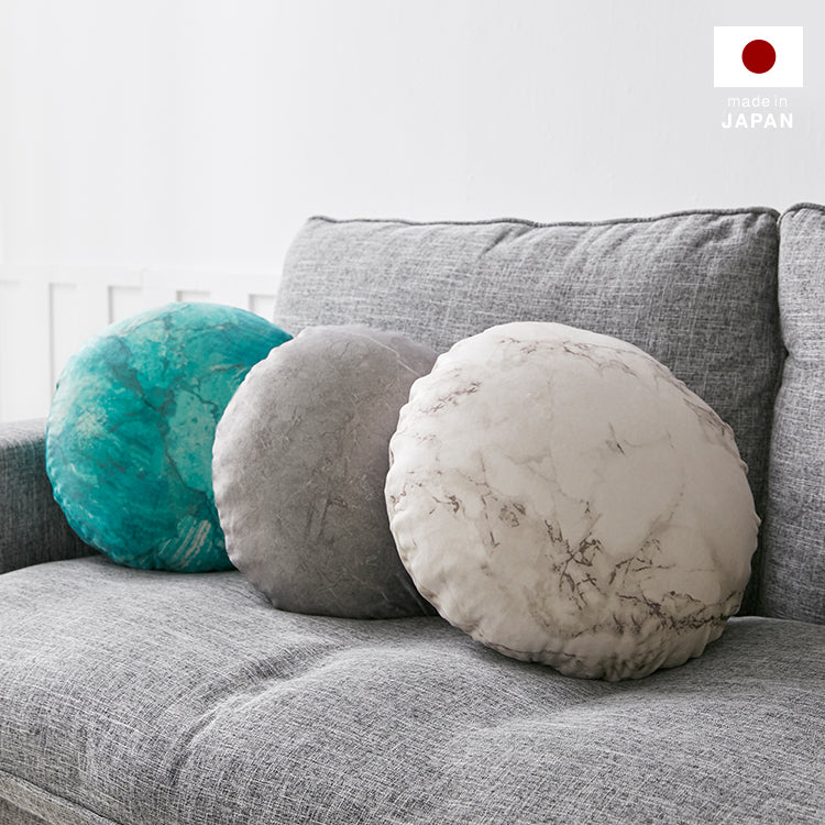 クッション ビーズクッション 日本製 大理石柄 円形 洗えるカバー S