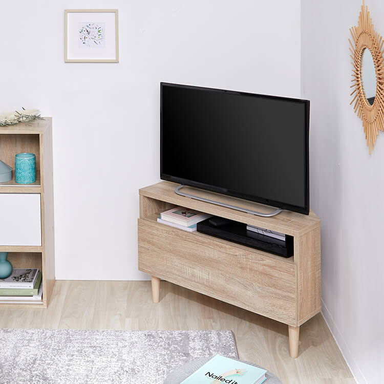 Corner TV stand, 32-inch, wooden, with storage