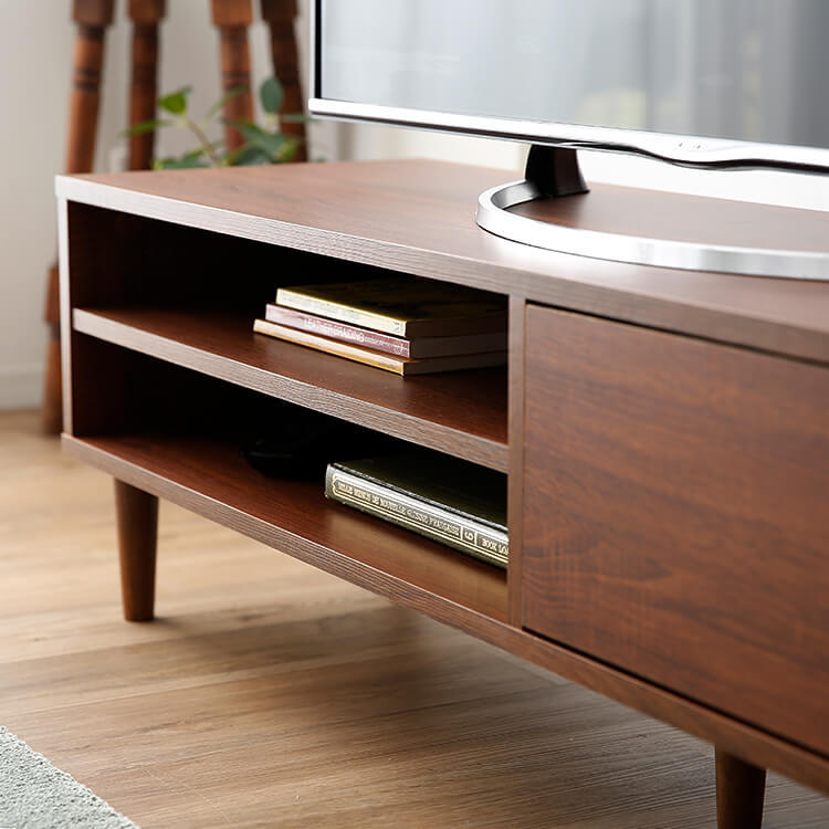 TV stand, low TV stand, 49-inch compatible, wooden, Nordic, vintage style