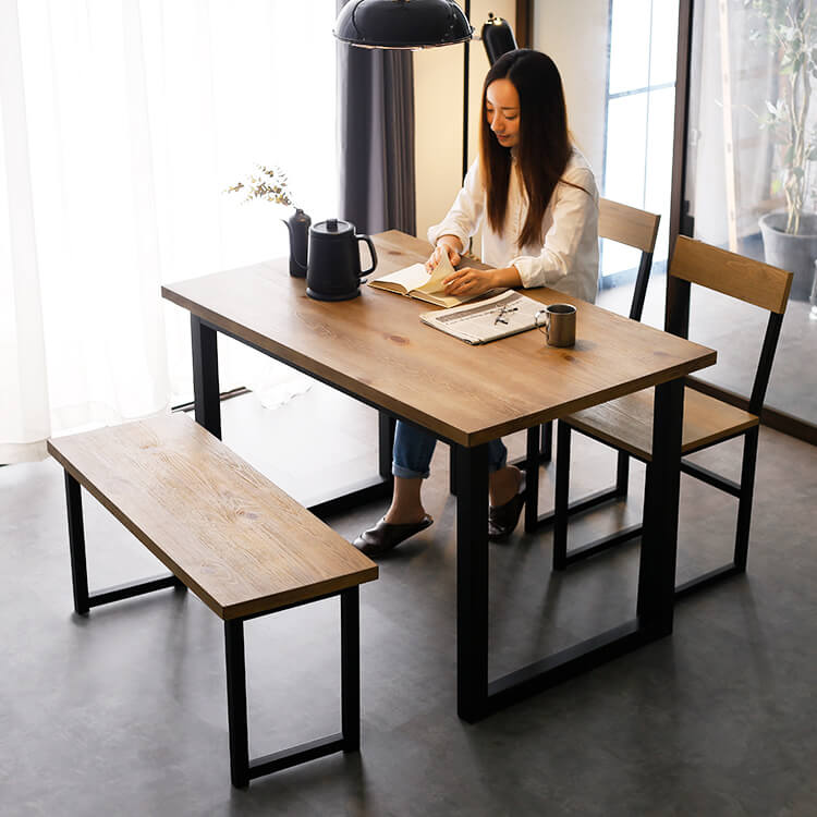 Dining bench set for 4 people (4 pieces/5 pieces) Choose from 2 types (bench/chair) Wooden veneer