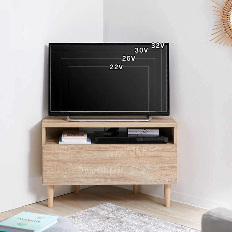 Corner TV stand, 32-inch, wooden, with storage