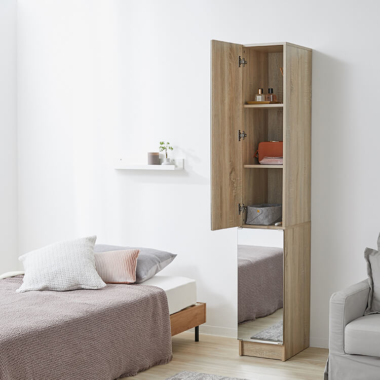 Full-length mirror included, space-saving storage, dresser, full-length mirror, storage shelf, drawers, slim, height 181cm