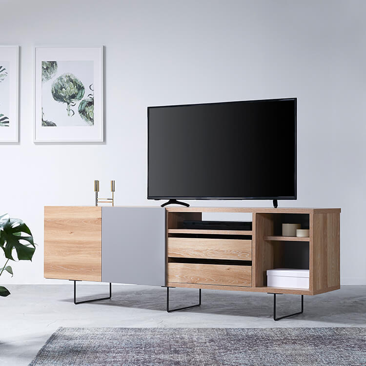 Japanese-made high TV stand, semi-finished product, wood grain finish