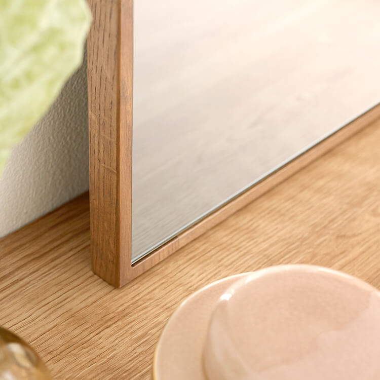 Mirror, single item, dresser, vanity, makeup, simple, wood grain, slim