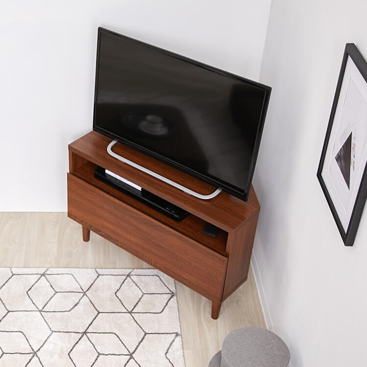 Corner TV stand, 32-inch, wooden, with storage