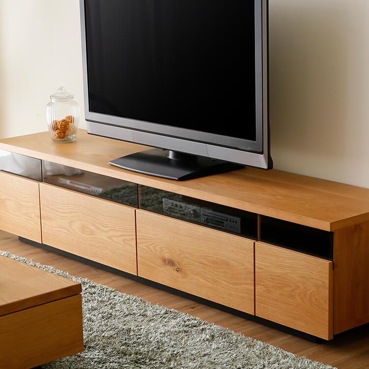 TV stand Made in Japan Low TV stand Compatible with 50V TVs Finished product Made of knotty veneer and moisture-regulating material