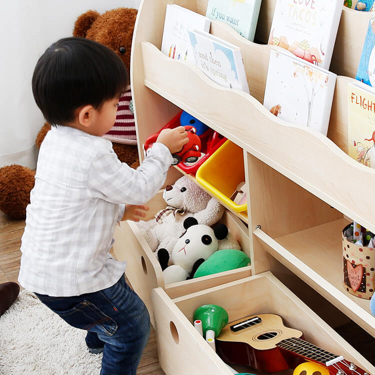 Wide-type display toy storage with casters, display rack, picture book shelf