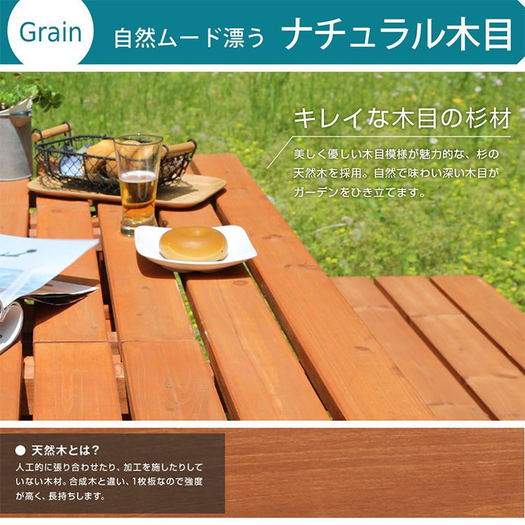 Garden table set with bench, 2-way type, with stove space, wooden, for 2 people (3 pieces)