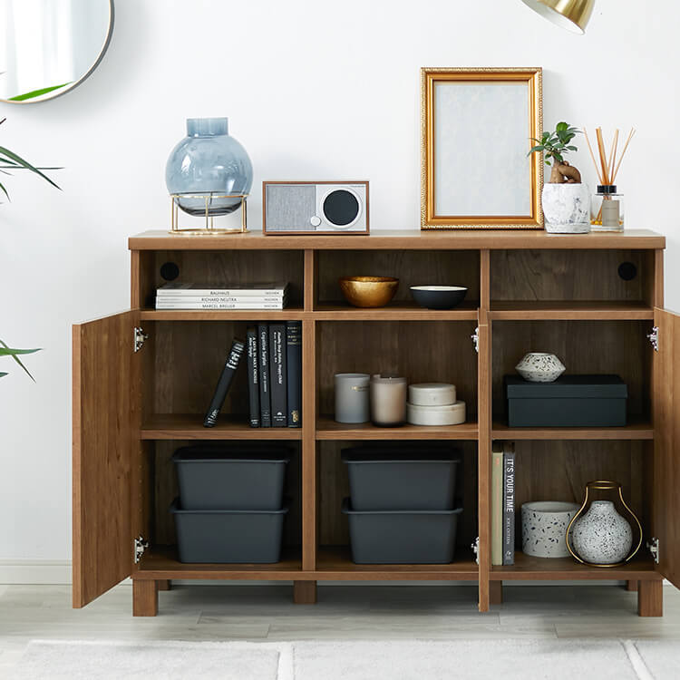 Sideboard Cabinet Wooden Wood Grain Chest Rack Made in Japan