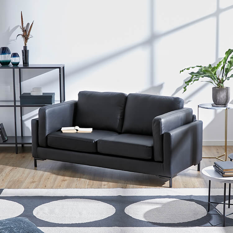 Sofa 2-seater low sofa Synthetic leather Compact Modern