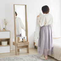 鏡 ミラー 姿見 ドレッサー 木目 ハンガーラック 引出し収納付き　LOWYA 楽天市場】鏡 ミラー 姿見 ドレッサー 化粧台 メイク台 シンプル 木目