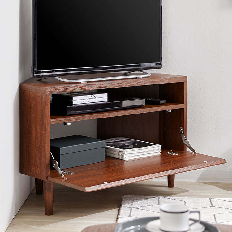 Corner TV stand, 32-inch, wooden, with storage