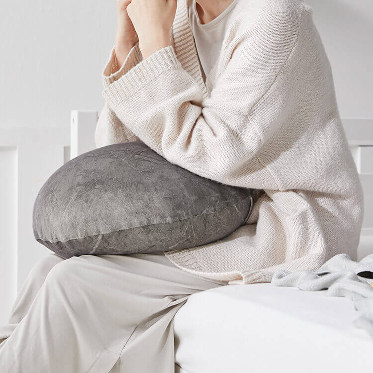 クッション ビーズクッション 日本製 大理石柄 円形 洗えるカバー S