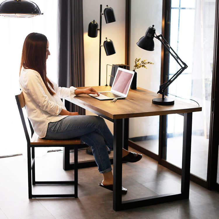 ダイニングテーブル パソコンデスク（スチール脚×木製）インダストリアル調 ヴィンテージ リビング