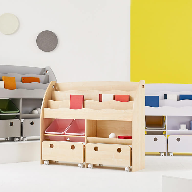 Wide-type display toy storage with casters, display rack, picture book shelf