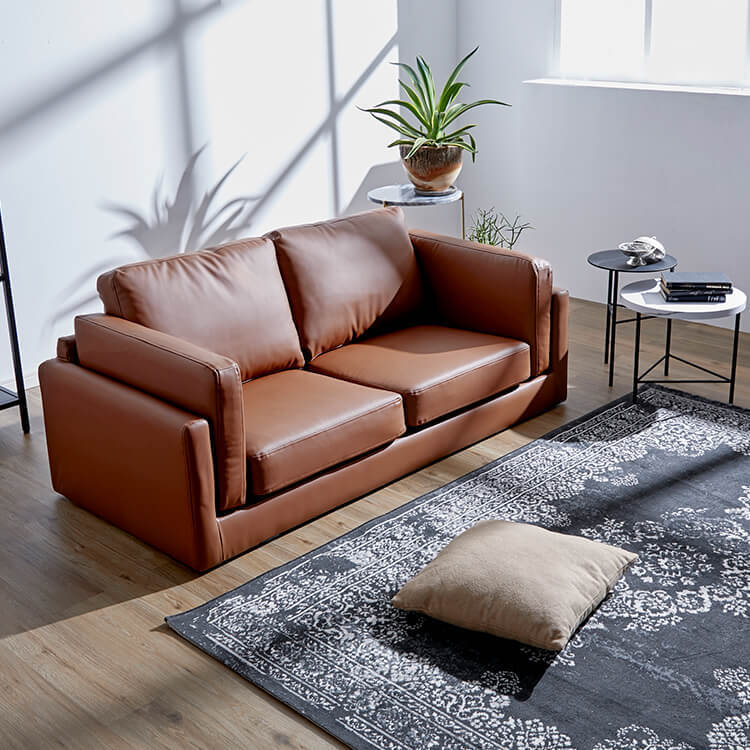 Sofa 2-seater low sofa Synthetic leather Compact Modern