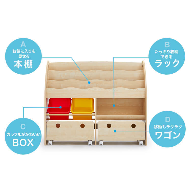 Wide-type display toy storage with casters, display rack, picture book shelf