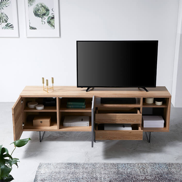 Japanese-made high TV stand, semi-finished product, wood grain finish