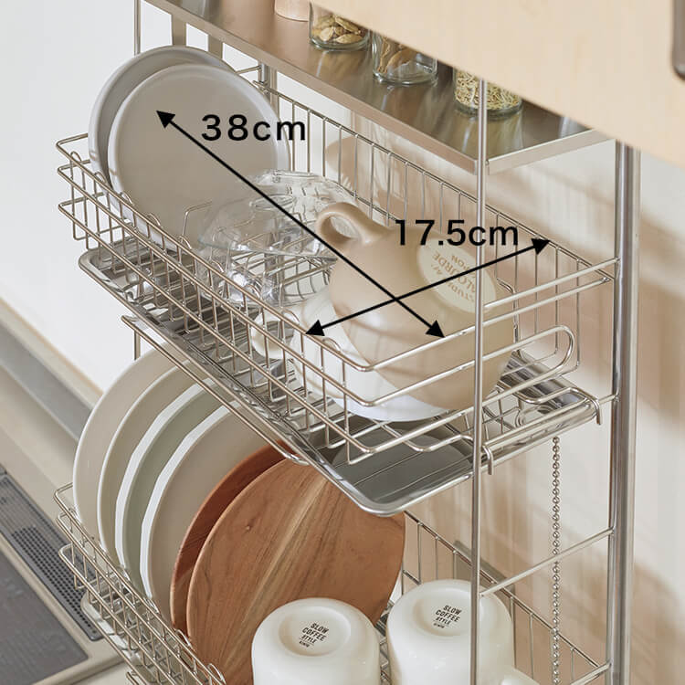 Tension Dish Drainer, Stainless Steel, with Chopstick, Knife and Cutting Board Stand