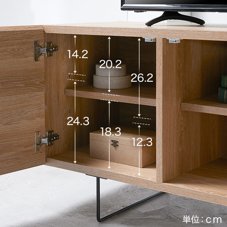 Japanese-made high TV stand, semi-finished product, wood grain finish