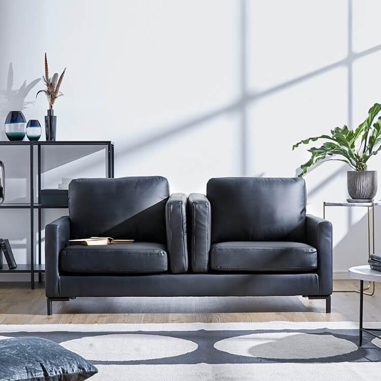 Sofa 2-seater low sofa Synthetic leather Compact Modern