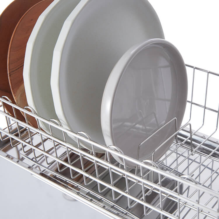 Tension Dish Drainer, Stainless Steel, with Chopstick, Knife and Cutting Board Stand