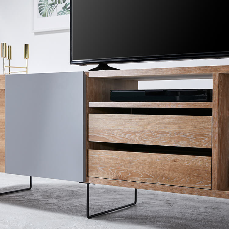 Japanese-made high TV stand, semi-finished product, wood grain finish