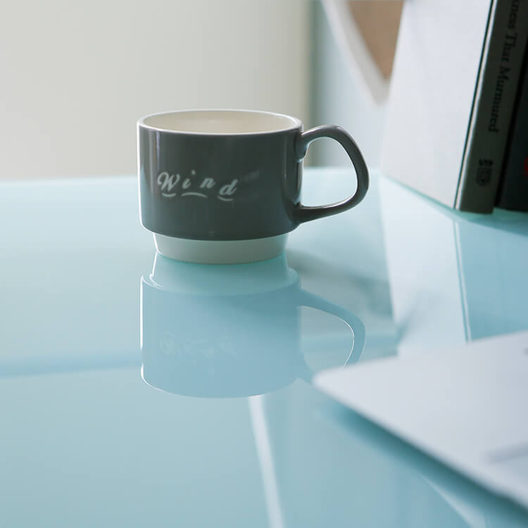 Computer desk, choice of glass or wooden top, integrated storage rack, steel