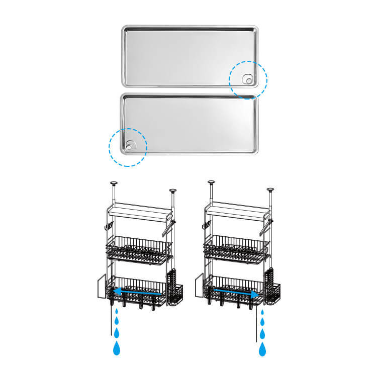 Tension Dish Drainer, Stainless Steel, with Chopstick, Knife and Cutting Board Stand