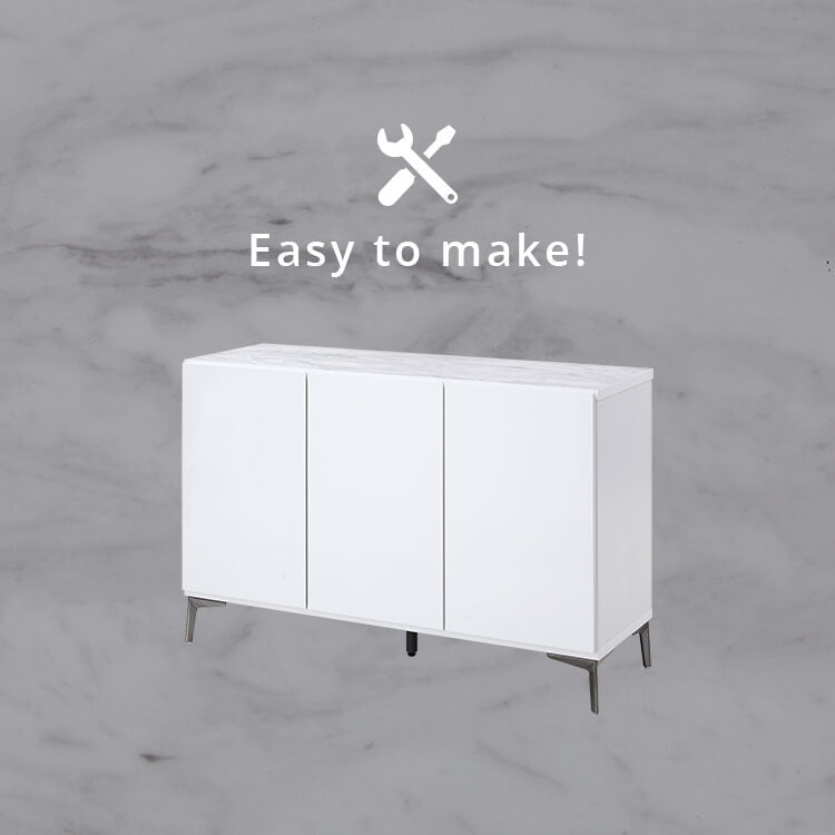Sideboard Made in Japan Living room storage Steel legs Marble pattern Marble furniture Rack Storage box
