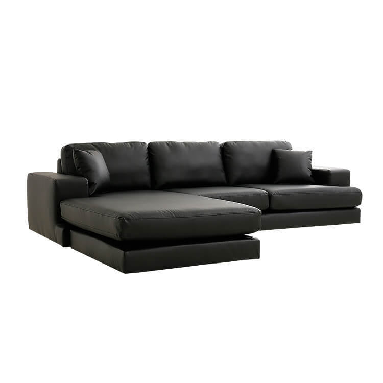 Couch sofa, 3-seater, synthetic leather, fabric, L-shaped