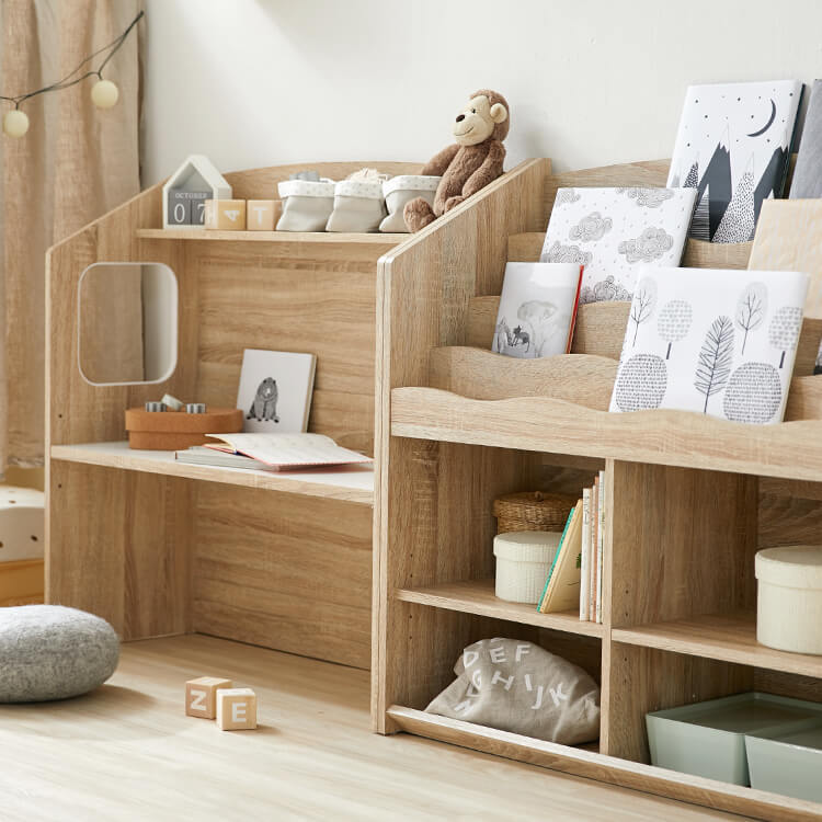 Picture book shelf Storage rack Kids desk Wooden Living room storage Kids room
