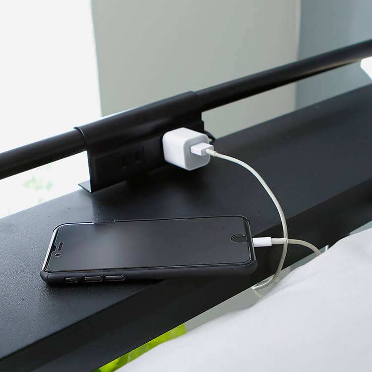 Loft bed with shelf and power outlet, shelf can be placed on either side [SD]