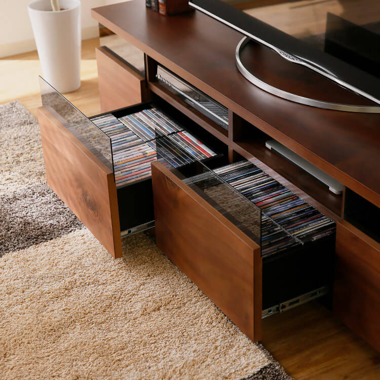 TV stand Made in Japan Low TV stand Compatible with 50V TVs Finished product Made of knotty veneer and moisture-regulating material