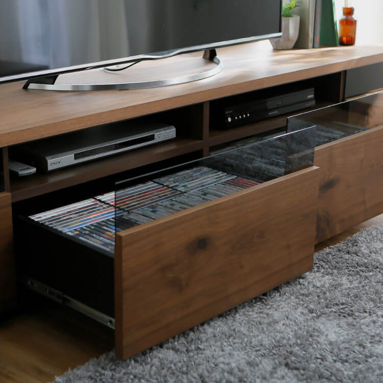 TV stand Made in Japan Low TV stand Compatible with 50V TVs Finished product Made of knotty veneer and moisture-regulating material