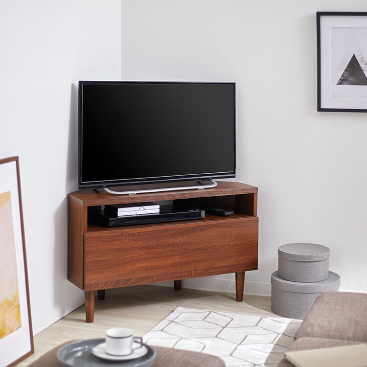 Corner TV stand, 32-inch, wooden, with storage