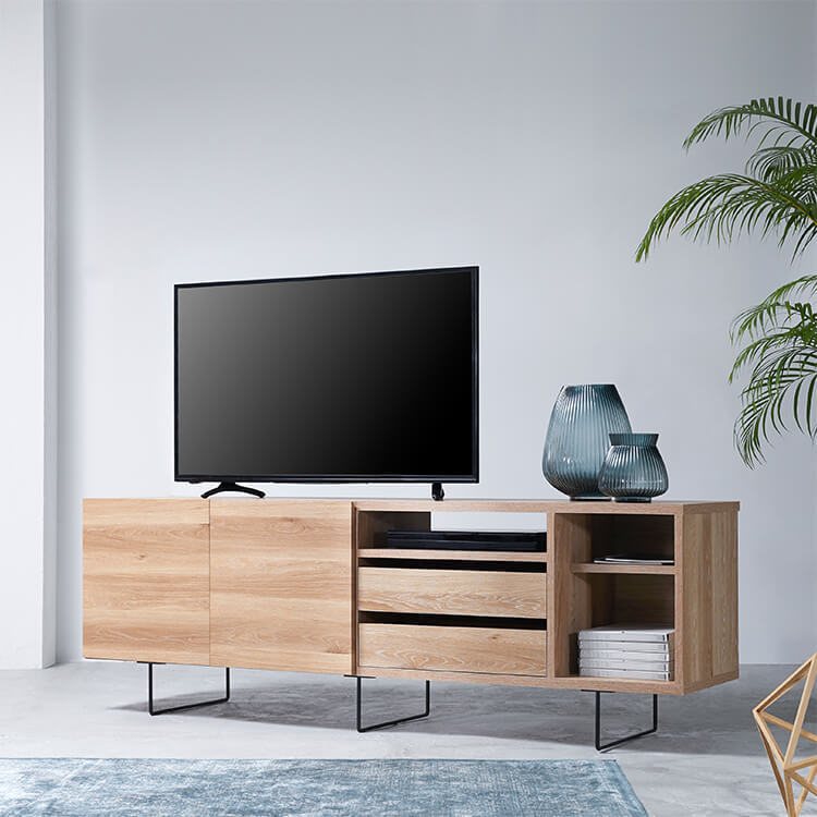 Japanese-made high TV stand, semi-finished product, wood grain finish