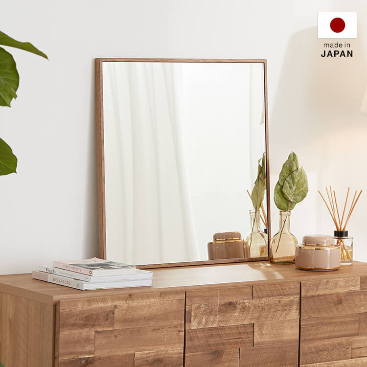 Mirror, single item, dresser, vanity, makeup, simple, wood grain, slim