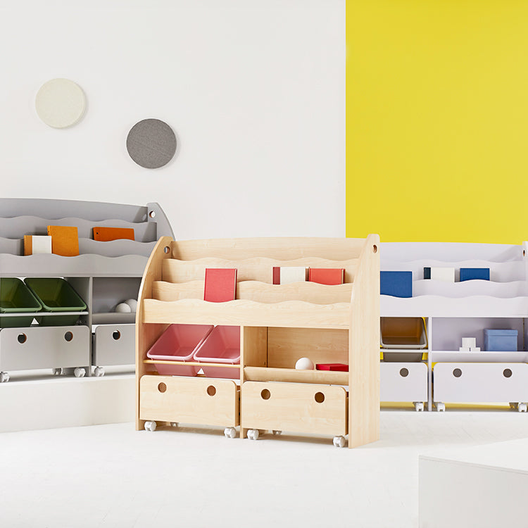Wide-type display toy storage with casters, display rack, picture book shelf