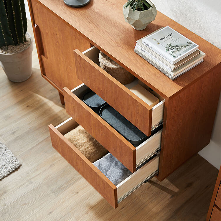 Sideboard, Made in Japan, Storage, Cabinet, Scandinavian Style, Living Room, Drawers, Adjustable Shelves, Wood Grain, Semi-Finished Product