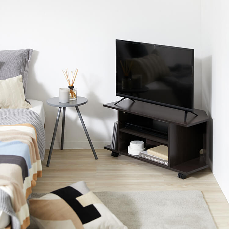 Corner TV stand, triangular TV board, wood grain, compact