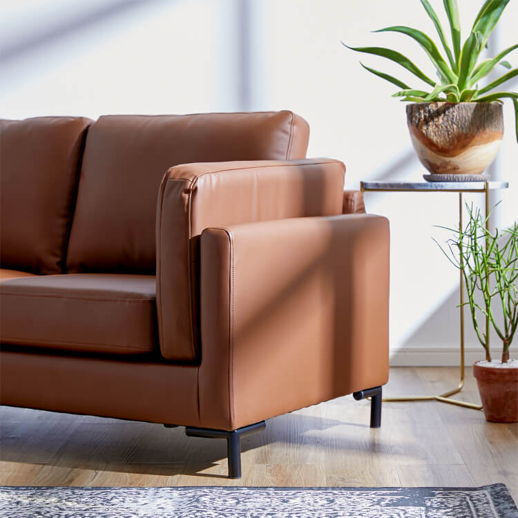 Sofa 2-seater low sofa Synthetic leather Compact Modern