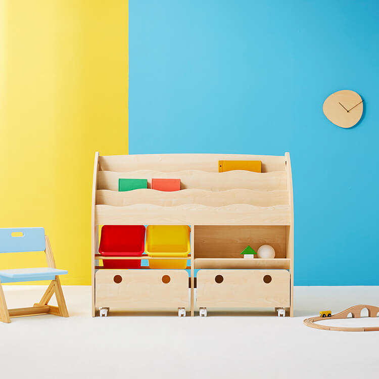 Wide-type display toy storage with casters, display rack, picture book shelf