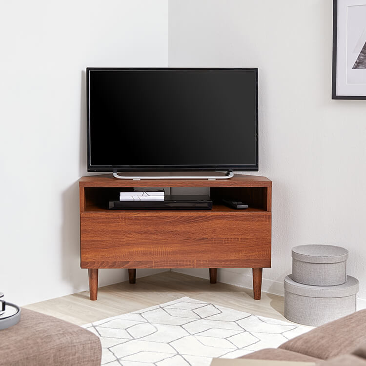 Corner TV stand, 32-inch, wooden, with storage